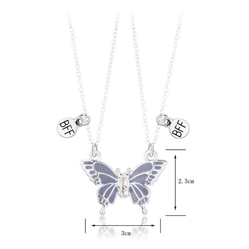 2pcs / Set Kalung Magnet Butterfly BFF Untuk Pria Dan Wanita