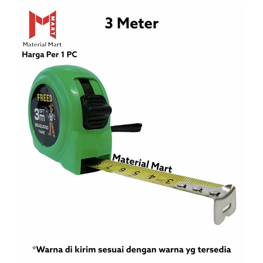 Meteran 3M ABS Murah | Alat Ukur 3 Meter Warna | Meteran 3 M | 3Meter | Material Mart