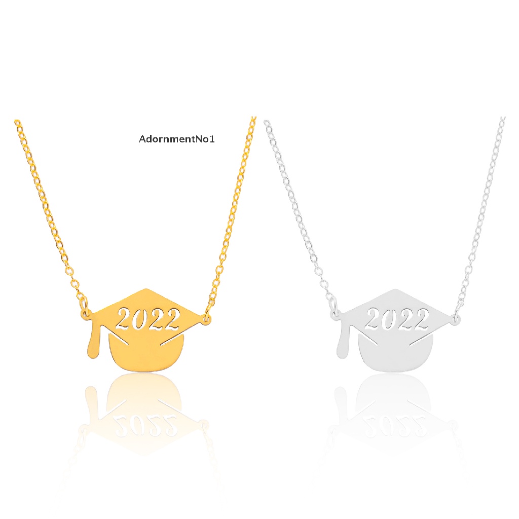 (AdornmentNo1) 2pcs / Set Kalung Rantai + Liontin Motif Tulisan Graduation Bahan Stainless Steel Untuk Pria / Wanita 2022