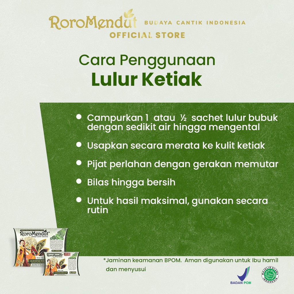 Lulur Pemutih Ketiak Lipatan Pencerah Selangkangan Siku Bokong Ampuh BPOM Original Roro Mendut 40 Gr