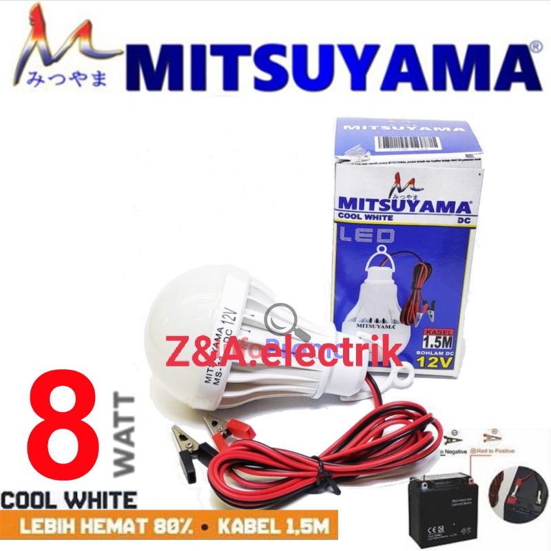 Lampu Bohlam LED 12V MS-7308DC MITSUYAMA 8w + kabel 1,5