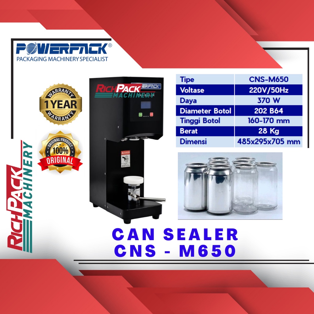 Jual Mesin Penutup Botol Kaleng Can Sealer Cns M Putih Powerpack