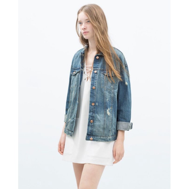 Zara ripped denim jacket