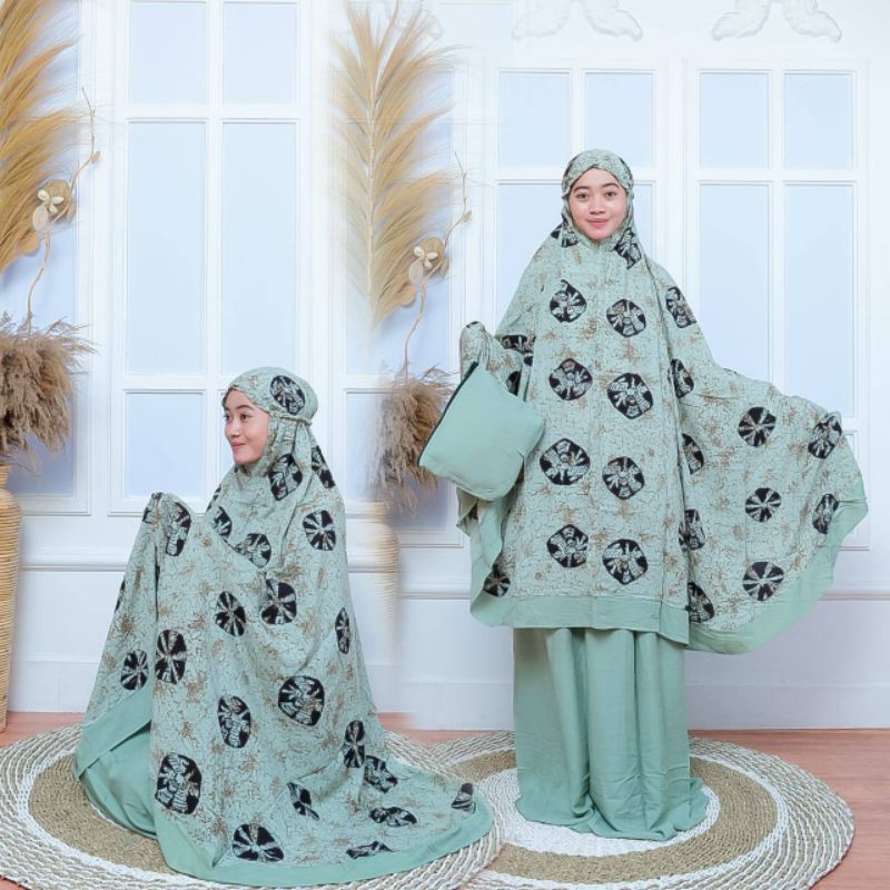 MUKENA DEWASA RAYON SUPER PREMIUM MOTIF KOMBINASI BATIK PEKALONGAN TERBARU KEKINIAN