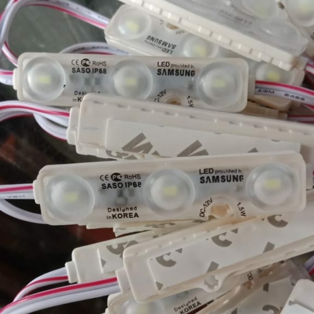 Led Modul 3 mata samsung saso ip68 dof 12V (PUTIH dan WW)