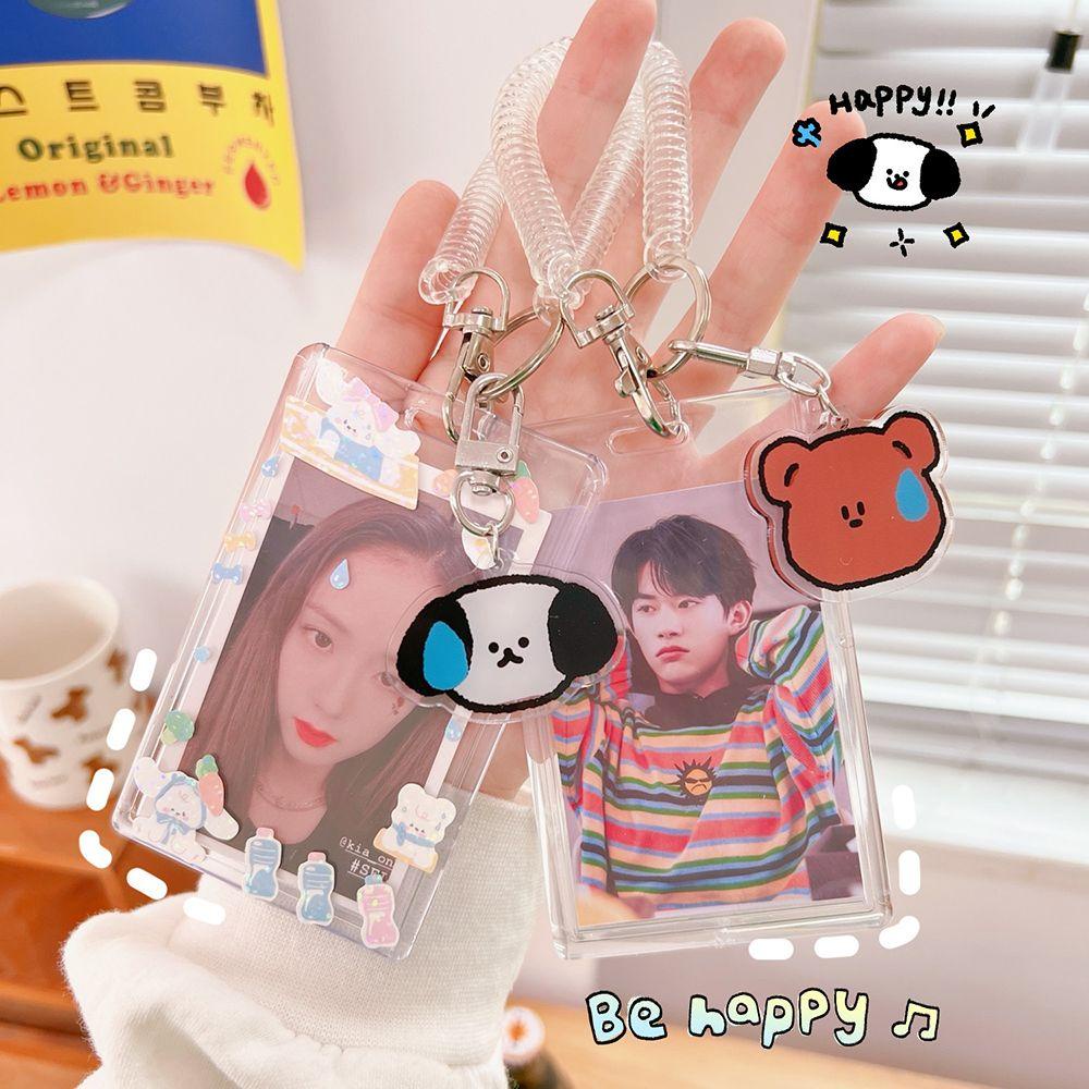 SOLIGHTER 3 inch Kpop Photocard Holder Stationery Anime Keychain Idol Photo Protector Portable Waterproof Transparent Cute Kawaii Acrylic Clear Photocard Sleeve