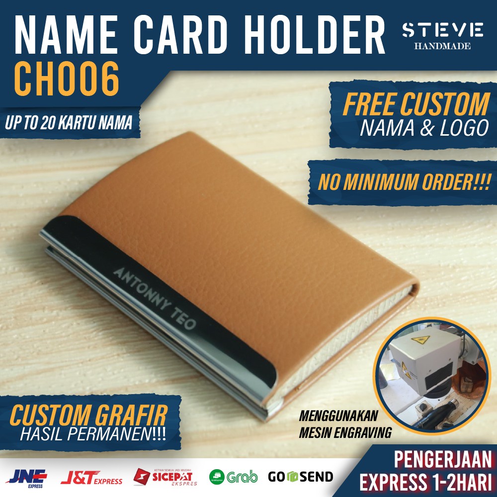 Tempat Kartu Nama Name Card Holder Dompet Kartu Kredit Credit Card Wallet CH006 Tan