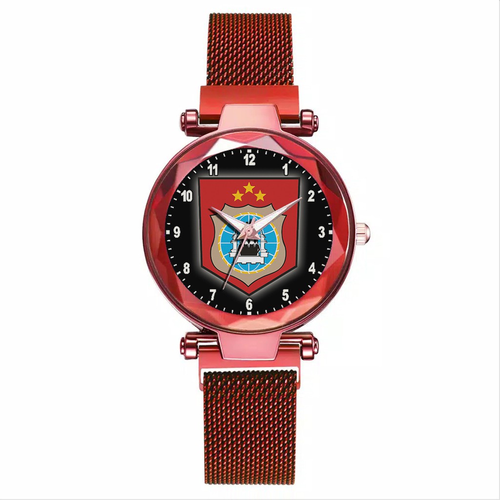 Jam Tangan Wanita Custom - LOGO POLRI… Free Box &amp; Batre Cadangan