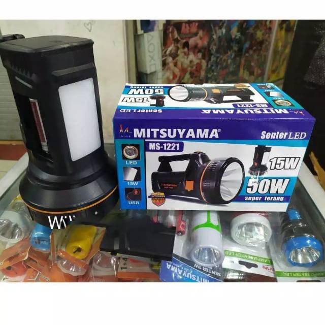 Senter Tangan Jumbo LED 50 Watt Mitsuyama MS-1221 3 Mode Cahaya Putih Original