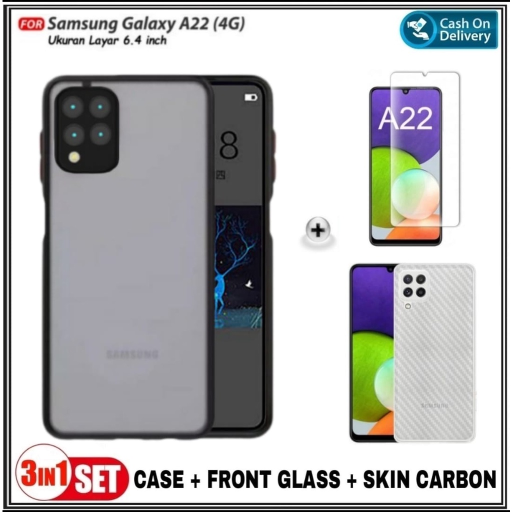 Riyanali_Shop PAKET 3IN1 Case Dove Samsung A32 5G / A22 4G / A22 LTE / A22 4G LTE / A7 2018 Luxury S