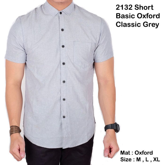 PROMO  kemeja pria polos lengan pendek basic flanel misty grey  TERBARU