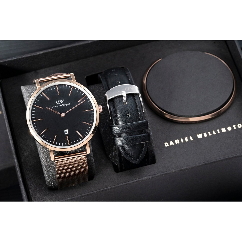 JAM TANGAN ANALOG PRIA DW TANGGAL AKTIF TALI PASIR KAIT FREE TALI KULIT FREE GELANG