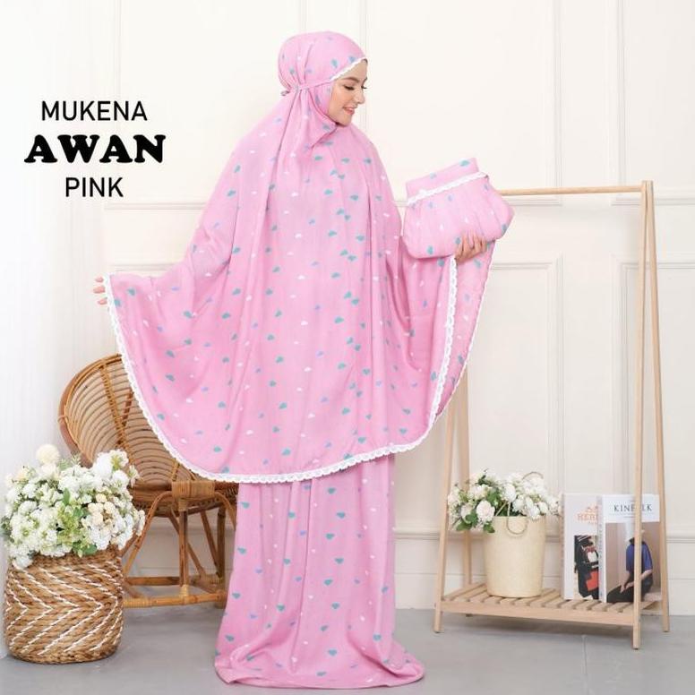 Mukena Dewasa Adem Motif Karakter Awan Cantik Lucu Bahan Rayon Dingin Model Elegan (KODE Q3969)