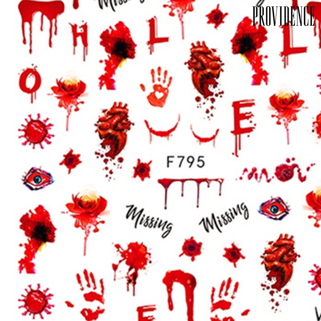 Providence 2Pcs/Set Bloody Nail Horror Sticker Halloween Patterns Red Eyes Unique Hands Sliders Suture Scars DIY Stickers for Female