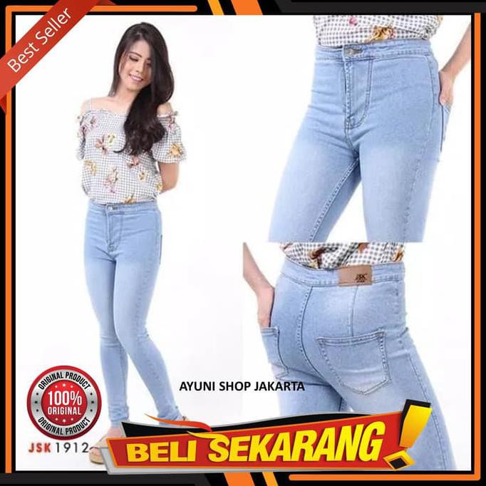CELANA JEANS WANITA 1916 / CELANA LEVIS WANITA HIGHWAIST (6 WARNA) - BIRU MUDA, 27
