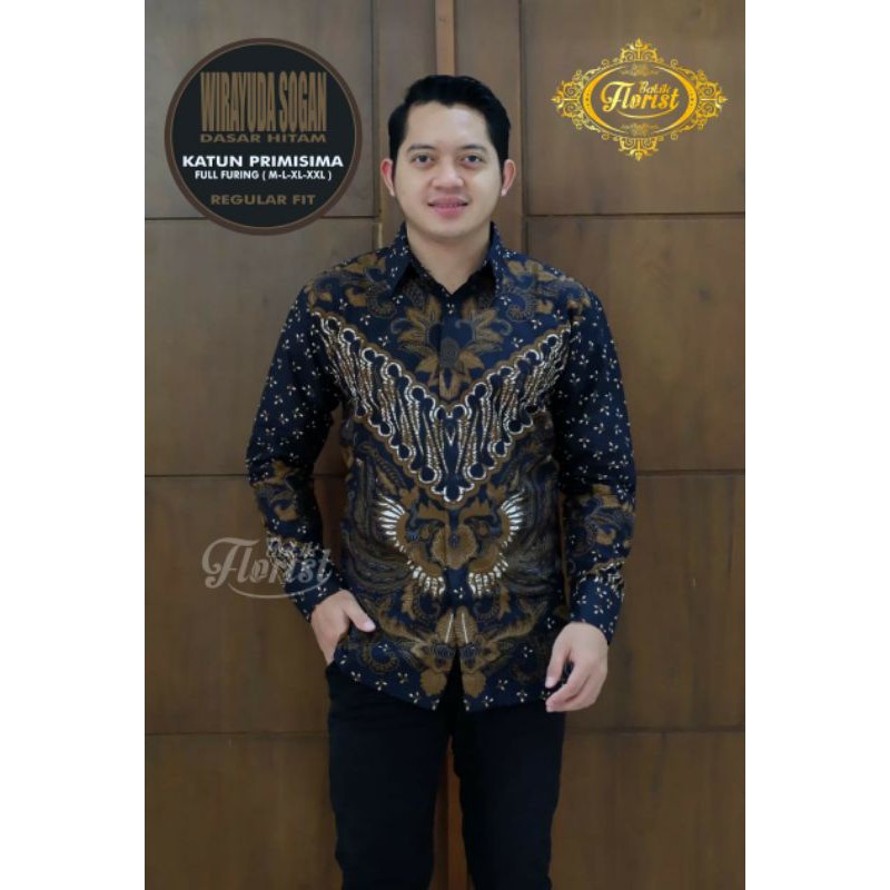 Kemeja Batik Exclusive Pria Warna Hitam Batik Lengan Panjang Terbaru WIRAYUDA Batik Lapis Furing