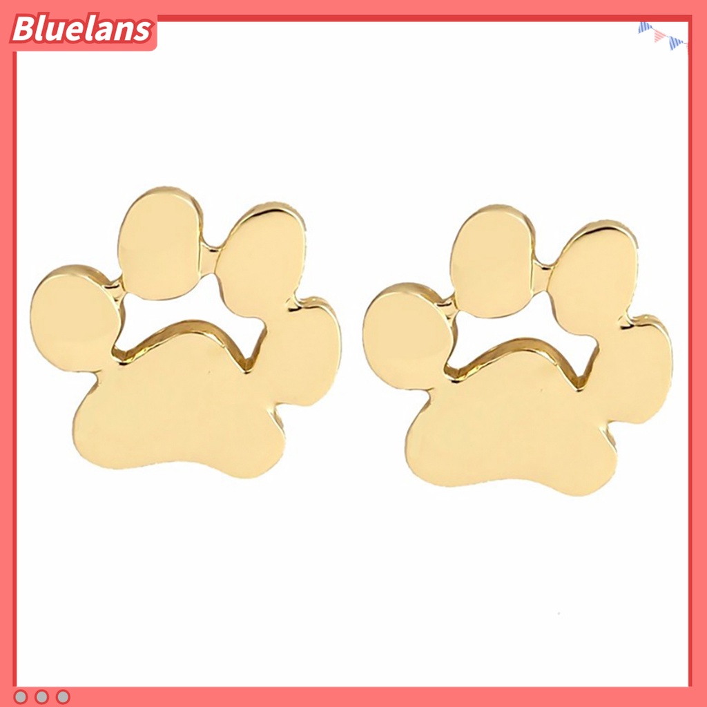 1 Pasang Anting Stud Bentuk Jejak Kaki Hewan Bahan Alloy Untuk Wanita