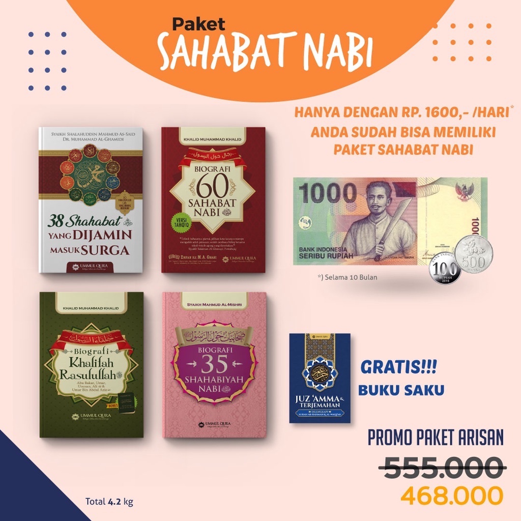 Promo Paket Sahabat Nabi  (60 Sahabat: 38 Sahabat:35 Sahabiyah: Khalifah )
