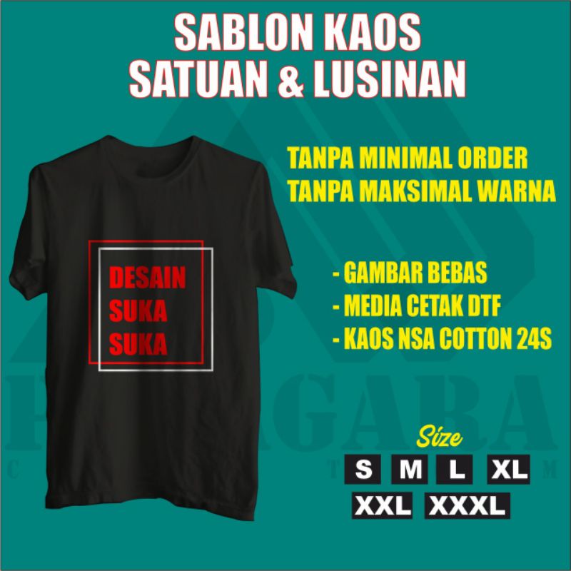 sablon kaos satuan, sablon baju satuan, sablon kaos, sablon baju, combed 24s premium