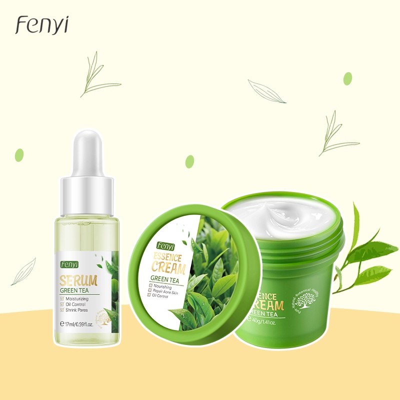 Fenyi Green Tea Serum Wajah Memperbaiki Bekas Jerawat Krim Melembabkan Menenangkan 2 pcs