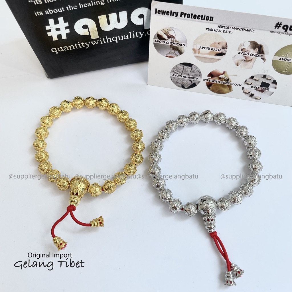 Gelang Tibet Import Original Guci Gold Silver Gelang Keberuntungan China Anti Karat Tali Merah