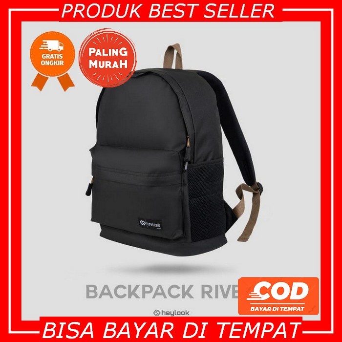 Tas Ransel Pria Wanita Cv2424 Desain Style Korea Material Kanvas Black Backpack Awet Kuliah Terbaik 