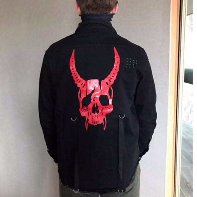 JAKET HARAJUKU GOTHICK ROCK PUNK PRIA ASIA EROPA JEPANG AMERIKA ORIGINAL RED DEVIL