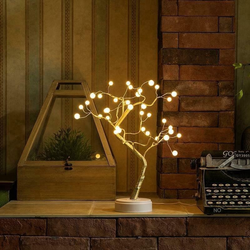 【P&amp;T】Lampu Pearl Firefly LED Copper Wire Tree Light Christmas Night Light Decoration USB or Battery