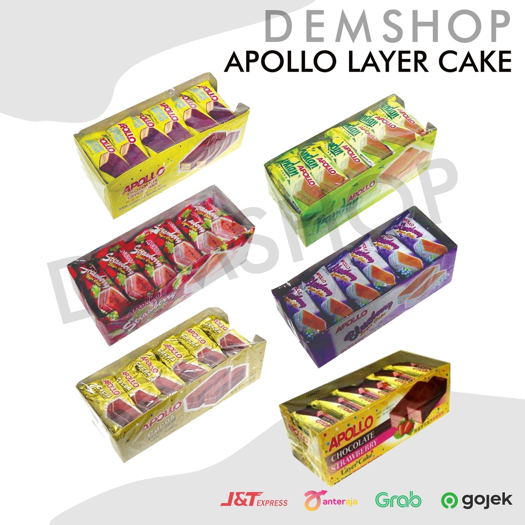 

APOLLO LAYER CAKE 24 pcs - Pandan Cokelat Chocolate Strawberry Blueberry