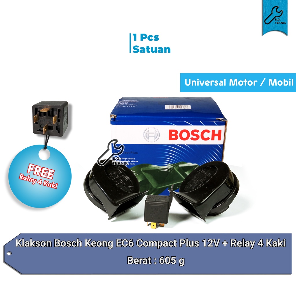 Klakson Bosch Keong EC6 Compact Plus 12V + Relay 4 Kaki