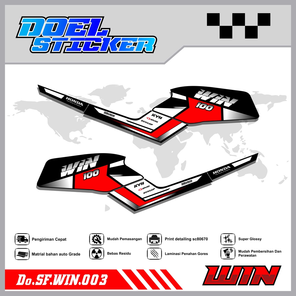STICKER STRIPING WIN 100 - STICKER STRIPING LIST VARIASI HOLOGRAM , CROME WIN 100 DOEL 003