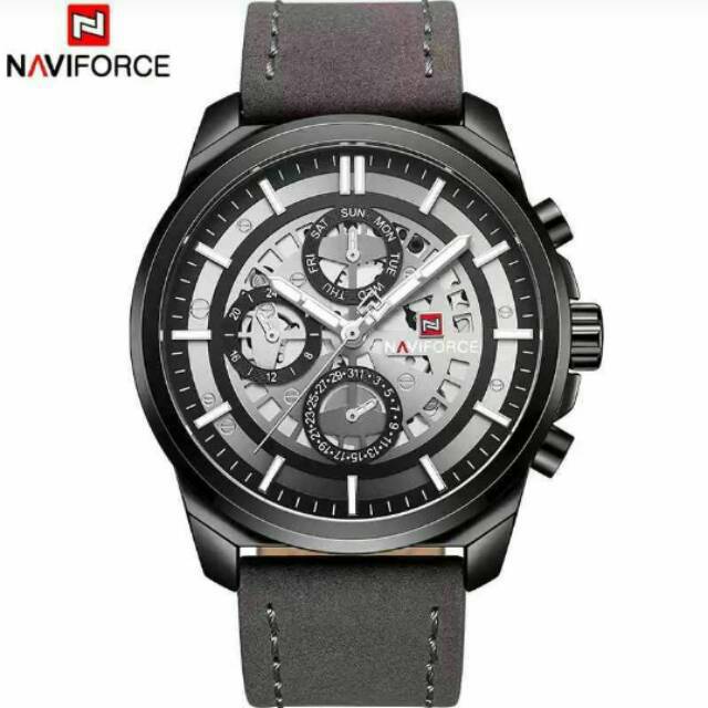 Naviforce Original Chronograph aktif tali kulit