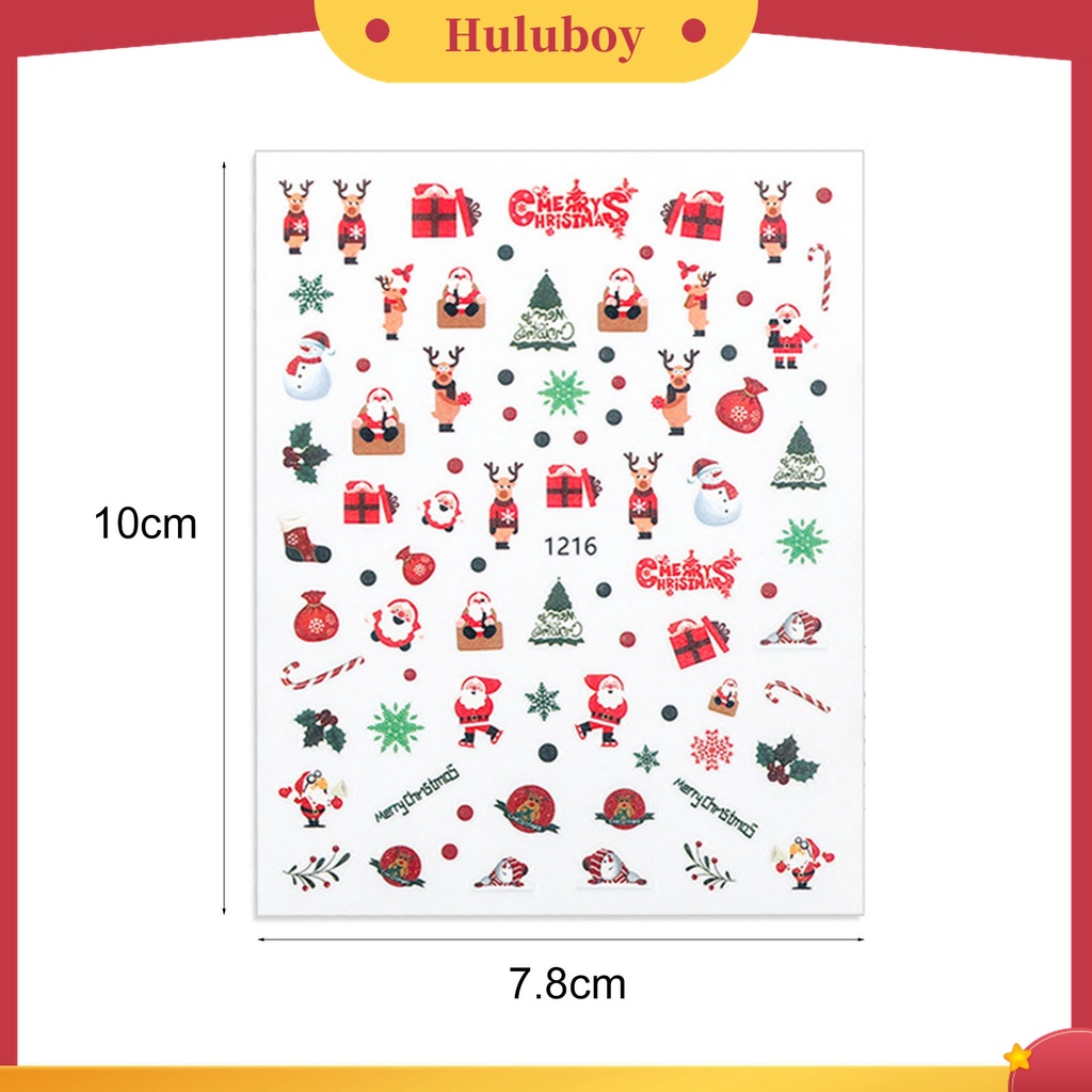 Huluboy Huluboy♡ Stiker Kuku Motif Kartun Natal 3D Untuk Wanita