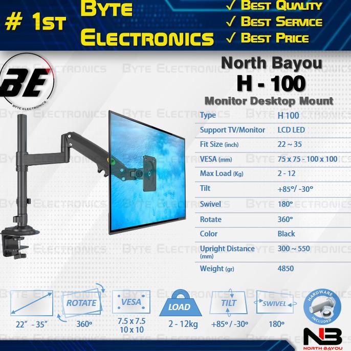 Bracket Monitor 24 27 32 34 35 inch, Single Arm Monitor Gas-Strut H100