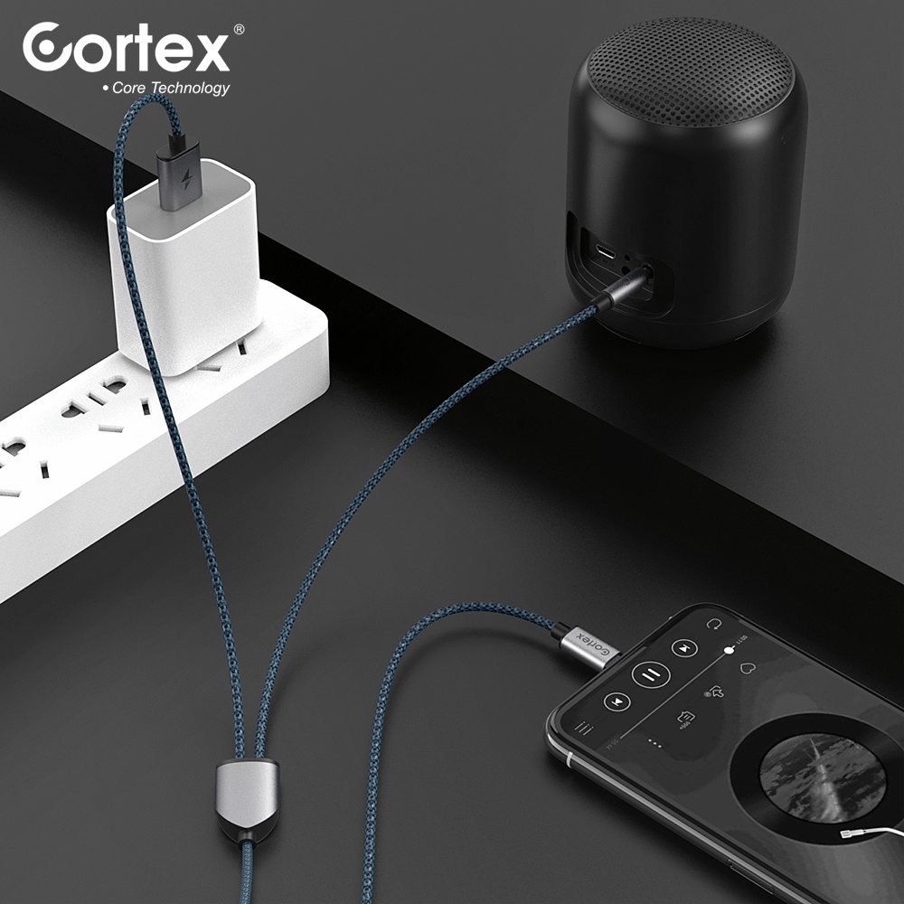 Cortex MH240 Lightning to Jack 3.5mm with USB Charging / Audio + Charger Kabel 1.2Meter