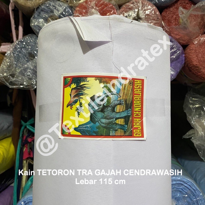 ( per 1 yard ) KAIN tetoron spanduk putih tebal TRA GAJAH CENDRAWASIH bahan umbul umbul kantong furing sofa goodie bag kerajinan tangan dekorasi dekor sablon printing sublime sublim