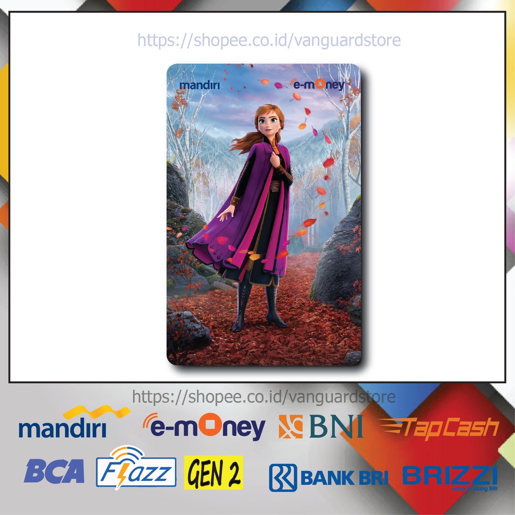 KARTU E MONEY E TOLL FROZEN PINCESS ANNA KARTUN MOVIE 22 EMONEY MANDIRI FLAZZ BCA BNI TAPCASH BRIZZI