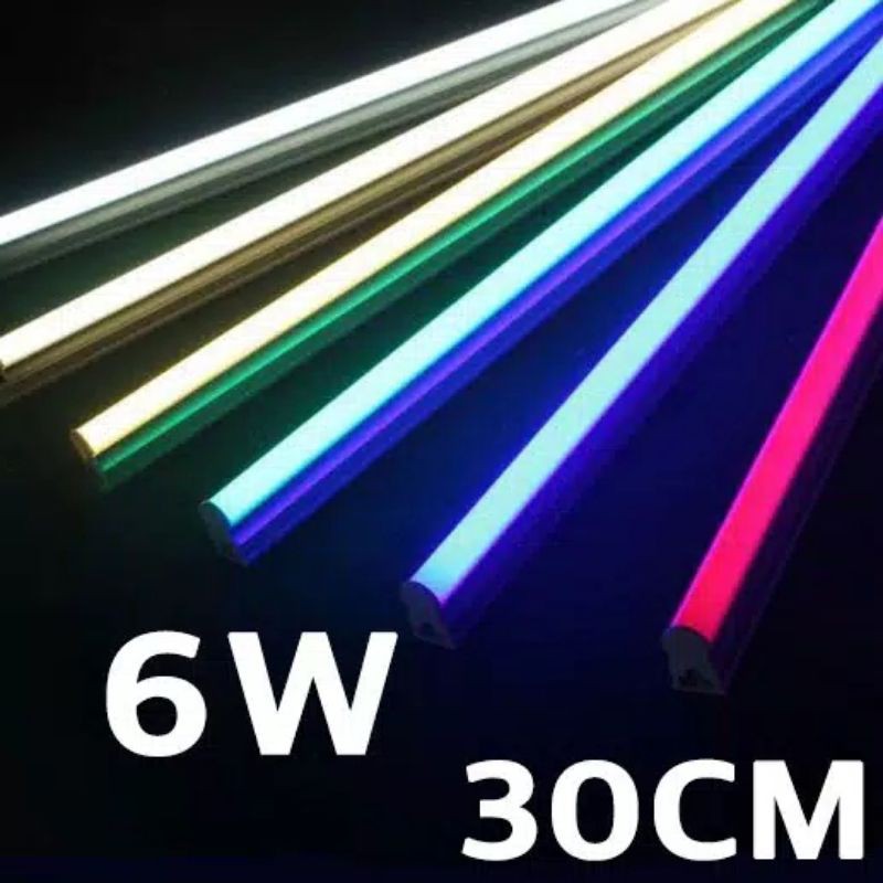 lampu tl neon t5 led 6w 30cm tube warna warni