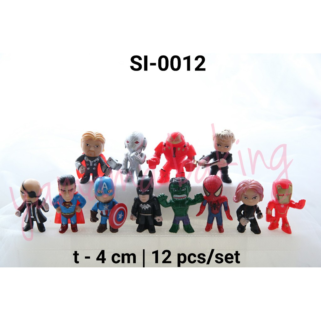 SI-0012 Topper hiasan kue figurine mini superhero spiderman iron man