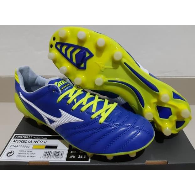 SOCCER SHOES ORIGINAL GRADE SEPATU BOLA - SOCCER MIZUNO MORELIA NEO II LEATHER BLUE PRINT SY - FG