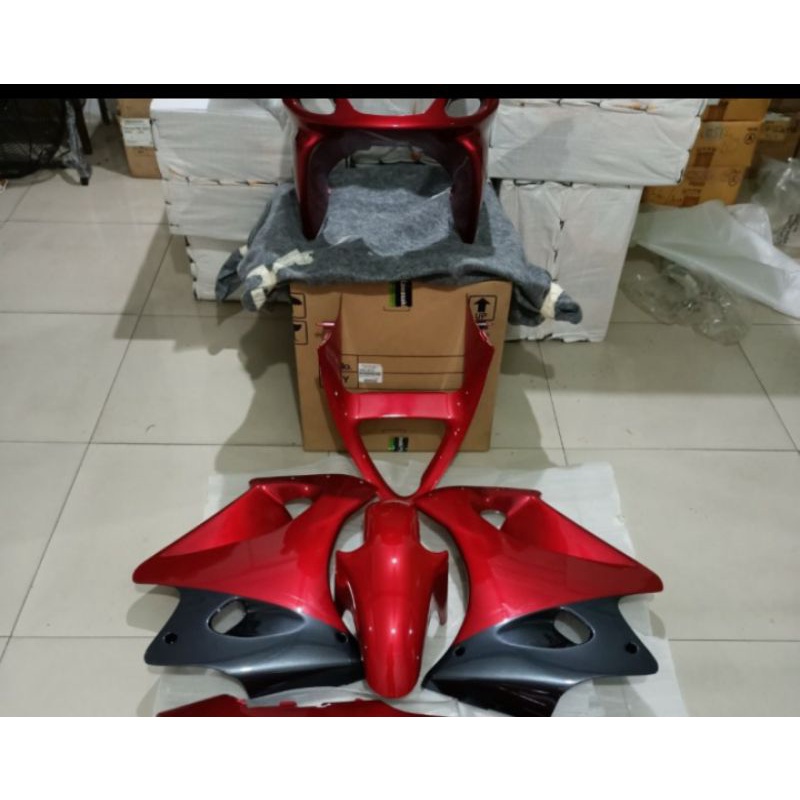 fairing atas bawah ninja rr old merah marron ori