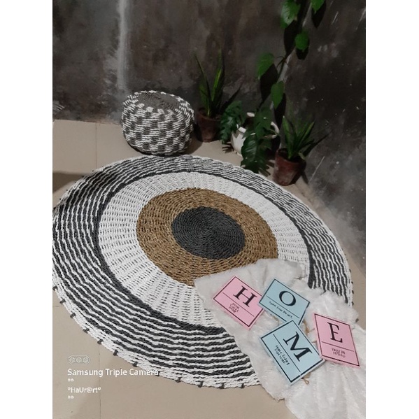RUG ANYAMAN BISA PILIH WARNA//RUG ANYAM SEAGRASS//RUG MURAH//RUG BULAT UK 120