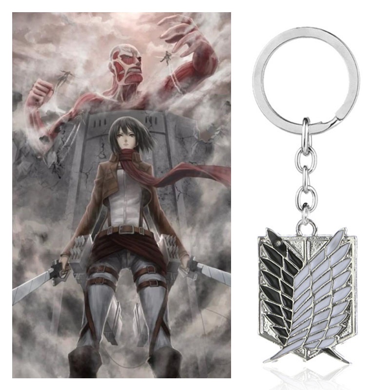 [ACKER] Attack On Titan Gantungan Kunci Shingeki No Kyojin Cosplay Anime Wings of Liberty Cincin Levi Mikasa Ackerman Kunci Hadiah