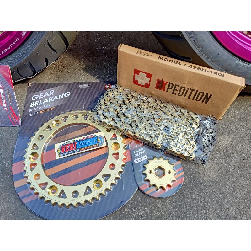 paket ger set klx dan crf scarlet supermoto gold series terbaik
