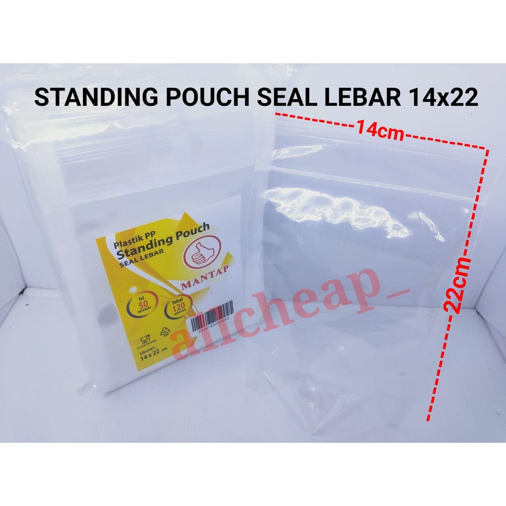 isi 50PCS PP STANDING POUCH MANTAP 14x22 SEAL LEBAR PP KLIP BENING BERDIRI