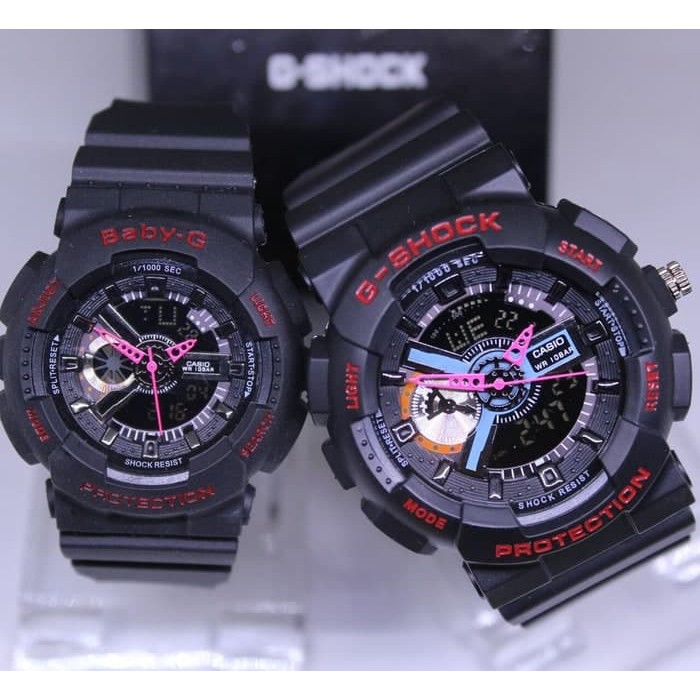 Hot Sale JAM TANGAN COUPLE G SHOCK GA 110 SEPASANG BLACK RED Terbaik