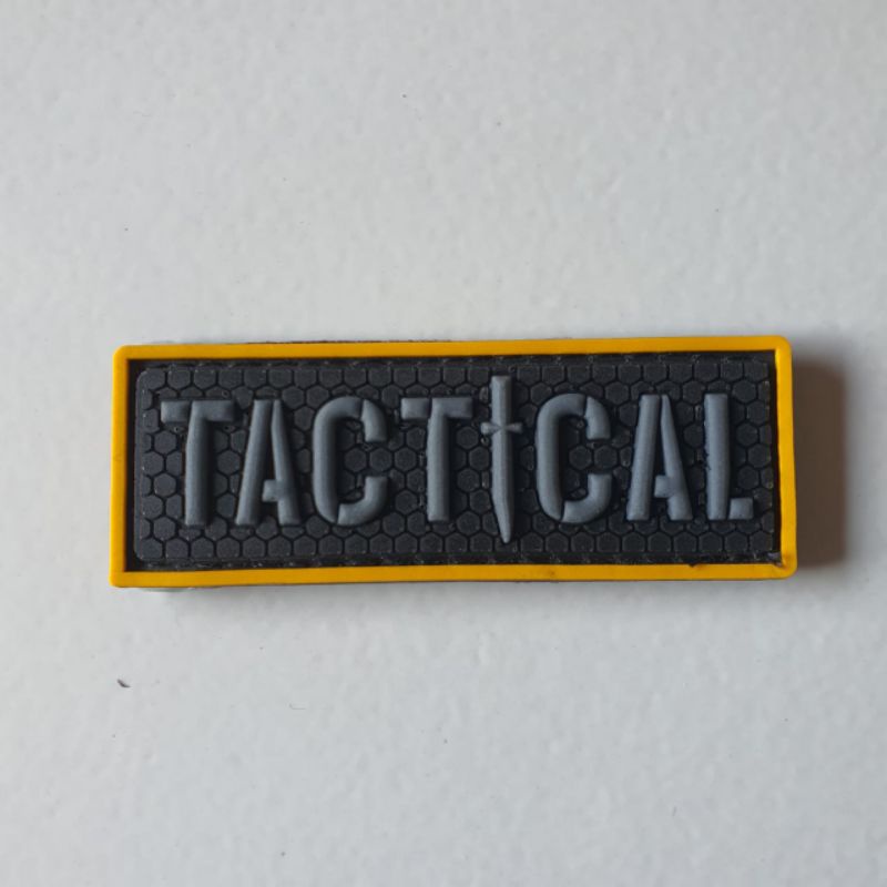 patch rubber logo tactical kecil 6.5 x 2.5 /tempelan emblem karet velcro