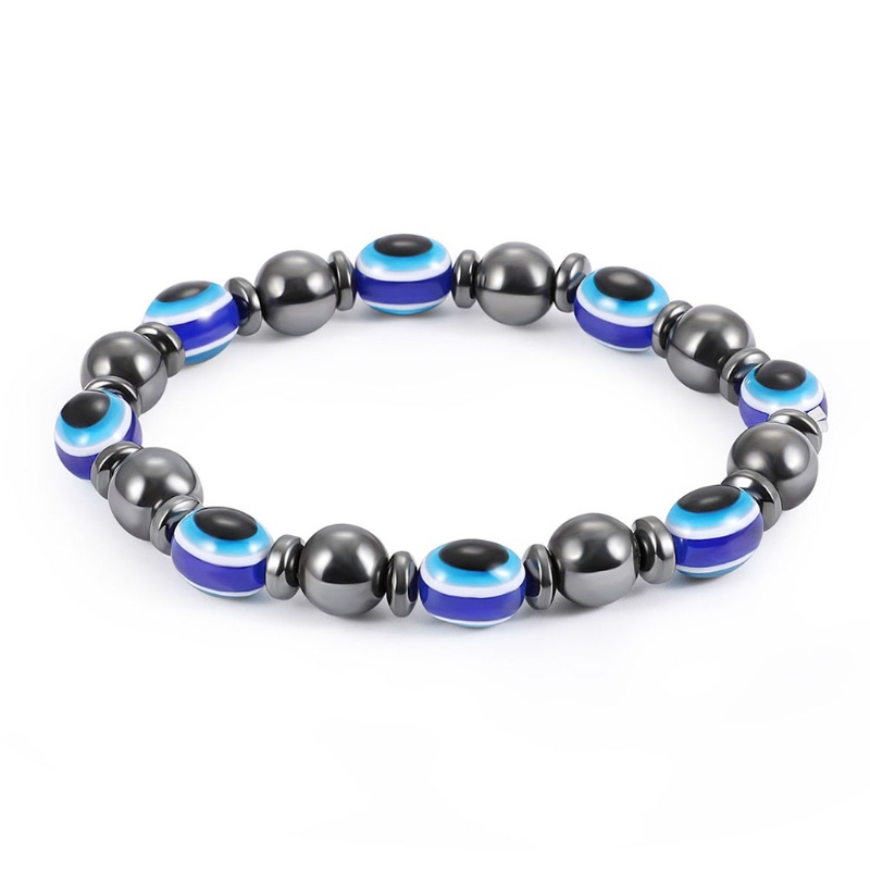 SIY  Magnetic Bracelet Blue Evil Eye Hematite Stone Therapy Health Care Bangle Unisex