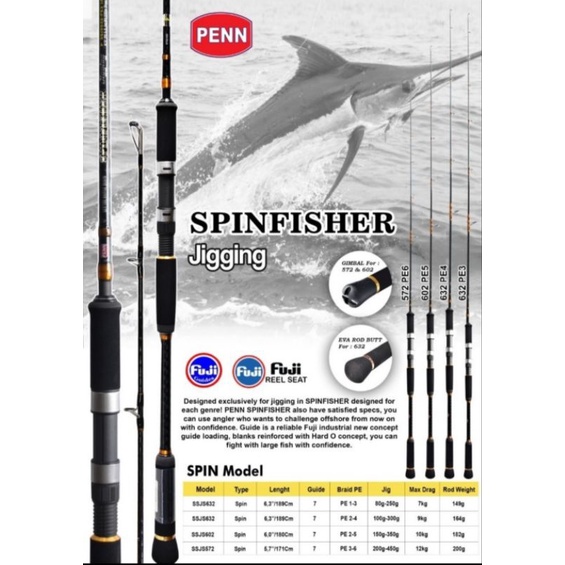 (BONUS KOTAK PANCING) Joran Spinning Penn Spinfisher Jigging SSJS