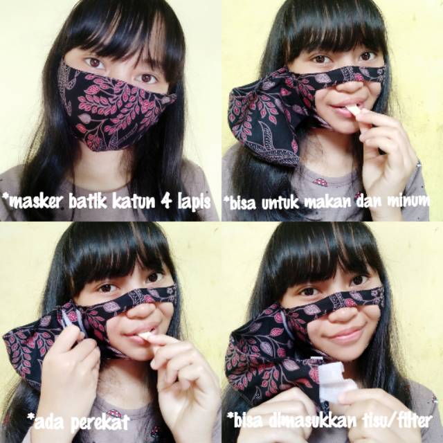 Masker Kain Batik Katun Bisa Untuk Makan Masker Viral Buka Tutup